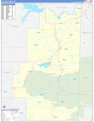 Le Flore County, OK Wall Map Zip Code Basic Style 2024